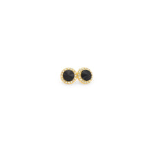  10mm Celestial Button Earrings - Black/Silver Gold Plate