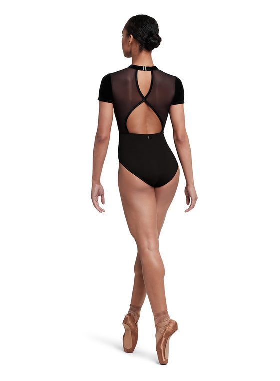 Velvet Mock Neck Cap Sleeve Leotard